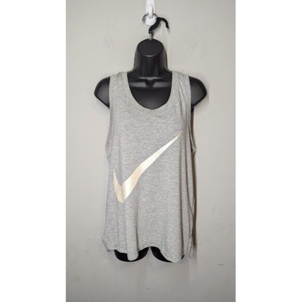 Nike Swoosh  Sleeveless Tank Top GRAY/WHITE 831109-063 Womens Size L